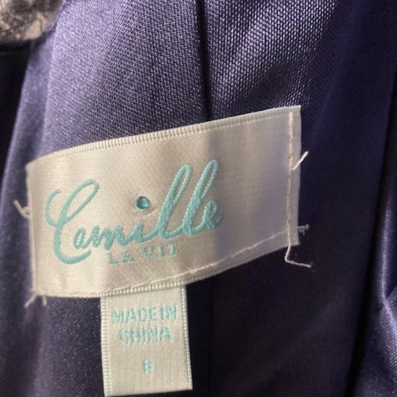 Camille la Vie Navy Sequin Mother of The Bride Dress Size 6 - Picture 4 of 5